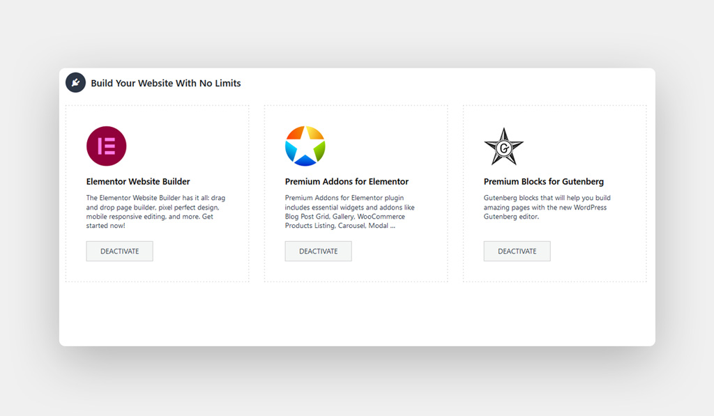 Kemet WordPress Theme Dashboard Recommended Plugins Tab